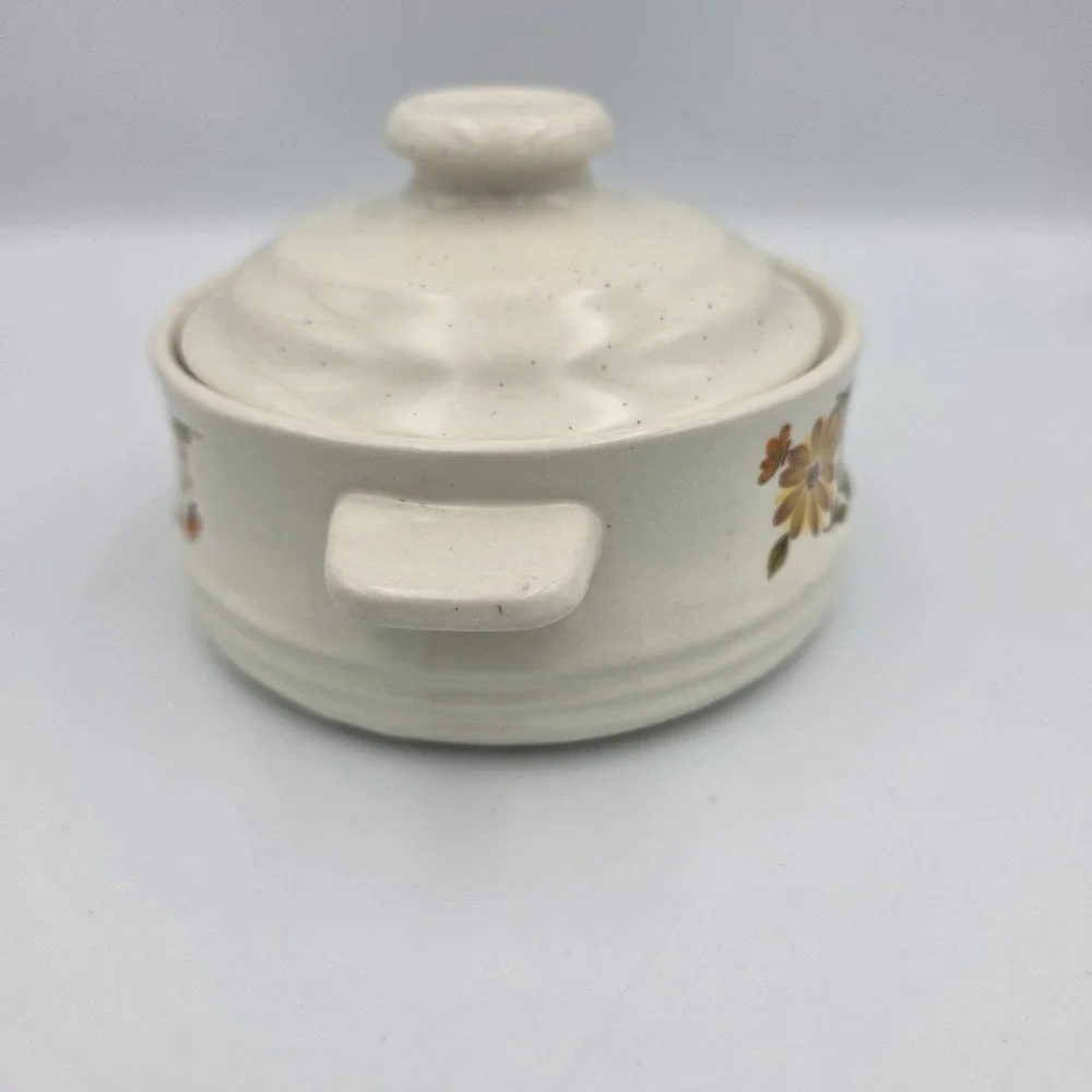 Vtg‎ Capri Flowers Bake Serve 'n Store Stoneware Single Casserole Dish With Lid